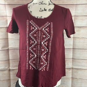 Love Fire Burgandy Short Sleeve